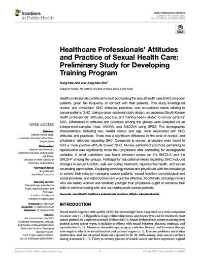 Healthcare professionals attitudes and practice of sexual health