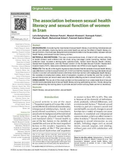 The association between sexual health literacy and sexual function