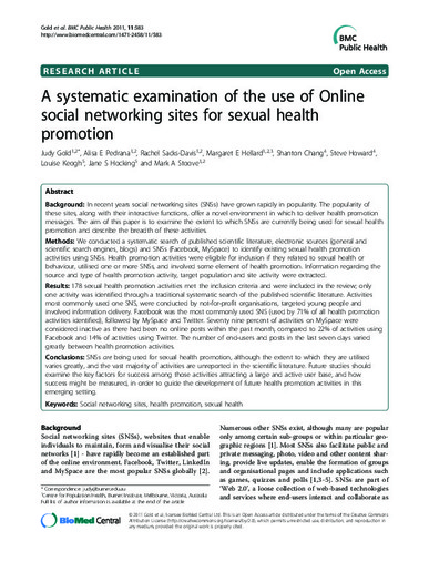 A systematic examination of the use of online social networking