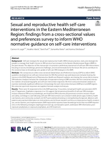 Sexual and reproductive health self care interventions in the