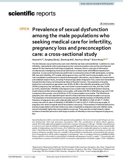 Prevalence of sexual dysfunction among the male populations who