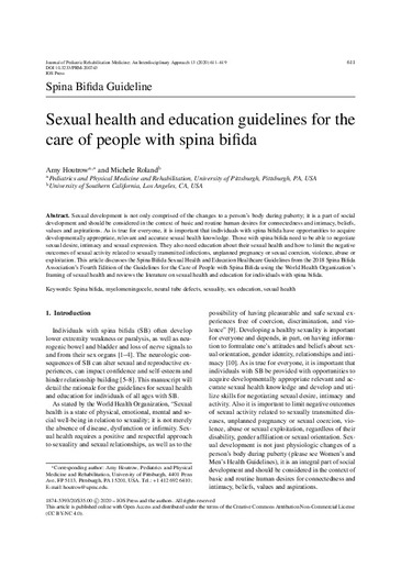 Sexual health and education guidelines for the care of people with